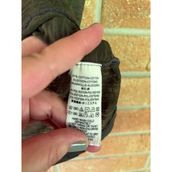 We The Free Olive Sheer Short Sleeve Crewneck T-Shirt Medium Womens Casual Wear - Picture 5 of 10